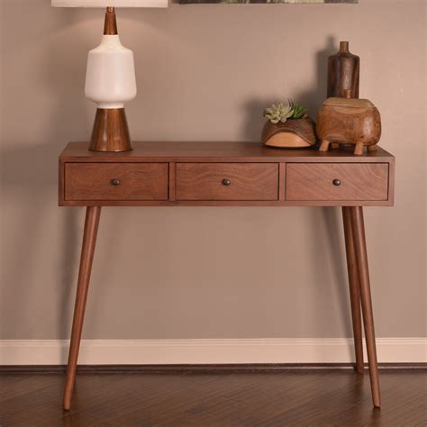 Decor Therapy Mid Century 3 Drawer Wood Console Table In 2022 Mid