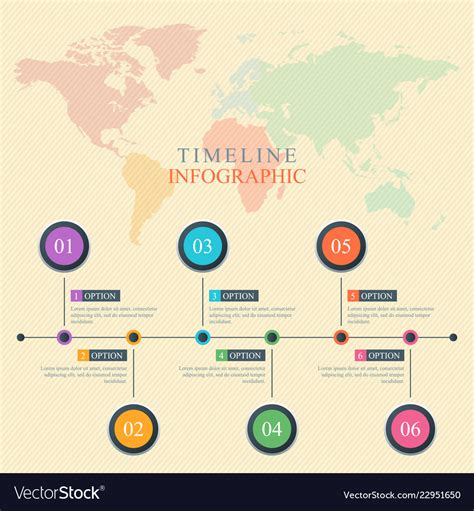Timeline Infographic World Map Royalty Free Vector Image