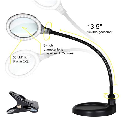 White Brightech Lightview Flex Superbright Led Magnifier Lamp With