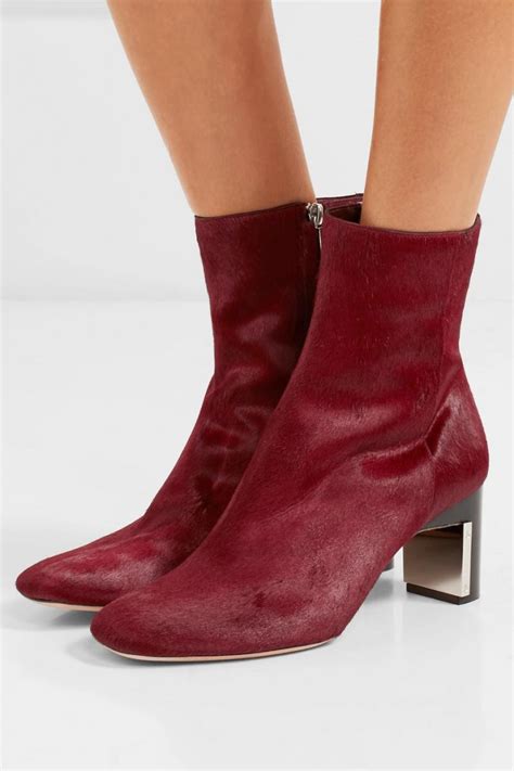 Burgundy Womens Rosetta Getty Boots Calf Hair Ankle Boots Burgundy ⋆