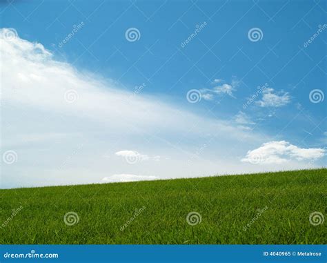 Meadow And Blue Cloudy Sky Stock Image Image Of Blue 4040965