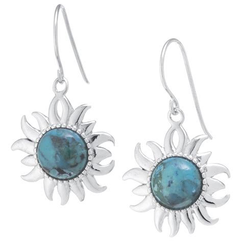 Marisol And Poppy Genuine Enhanced Turquoise Small Sun Earrings For Women