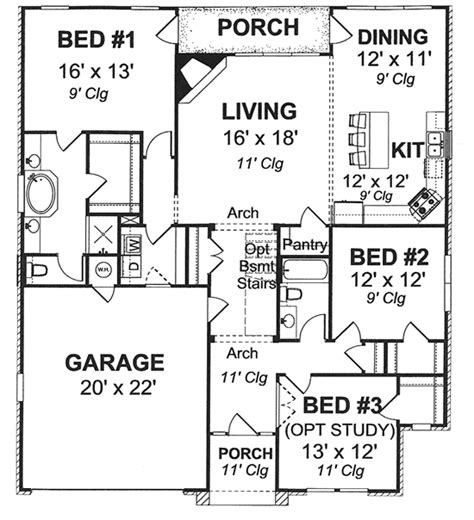 Split Bedroom Small House Plan 40497wm Architectural Designs