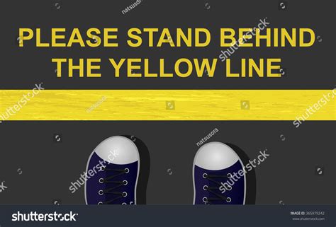 Please Stand Behind Yellow Line Concept เวกเตอร์สต็อก ปลอดค่า