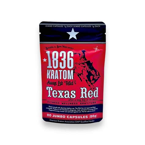 1836 Kratom Texas Red Kratom Jumbo Capsules