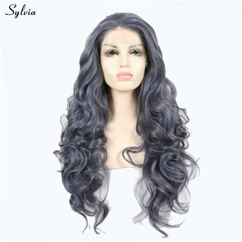 Sylvia Blue Grey Wig Deep Wave Long Women Replacement Hair Synthetic