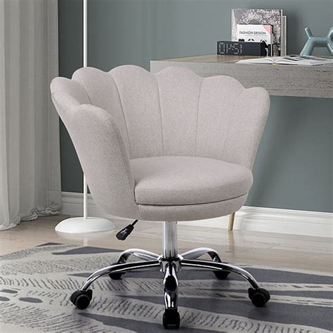 Enyopro Linen Shell Chair Upholstered Desk Chair For Home Office