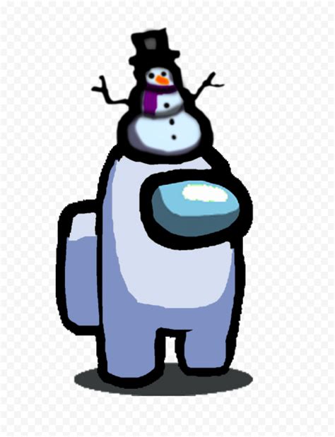 Hd Among Us White Crewmate Character With Snowman Hat Png Citypng