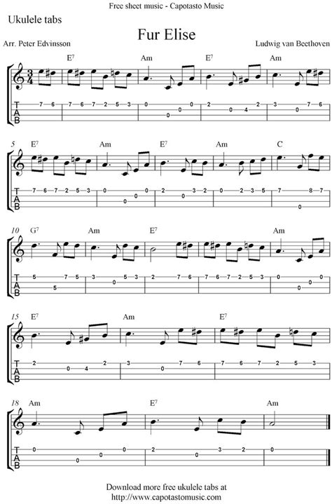 Of course it is fur elise (from german which means to elise). Free Sheet Music Scores: Fur Elise, free ukulele tabs ...