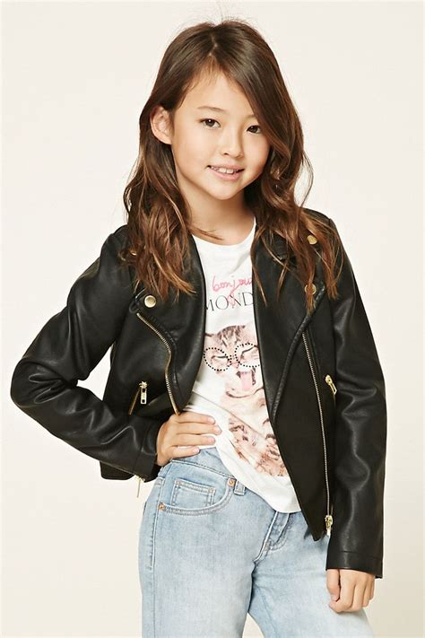 Forever 21 Girls A Faux Leather Moto Jacket Featuring A Zipper Front