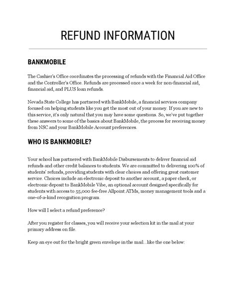 REFUND INFORMATION | Summaries Business | Docsity
