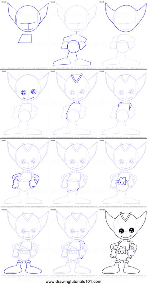 How To Draw Bokkun From Sonic X Printable Step By Step Drawing Sheet