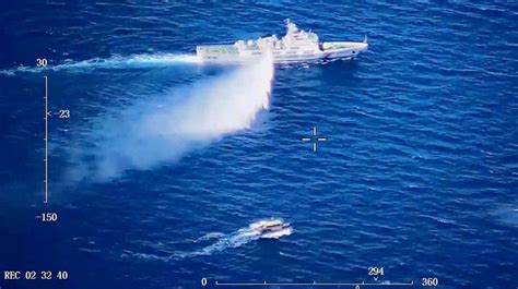 China Coast Guard Releases Image Of Water Cannon Attack On Philippine