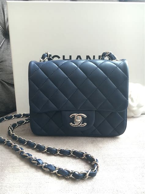 Chanel Square Mini Lambskin Navyblue Chanel Mini Square Chanel