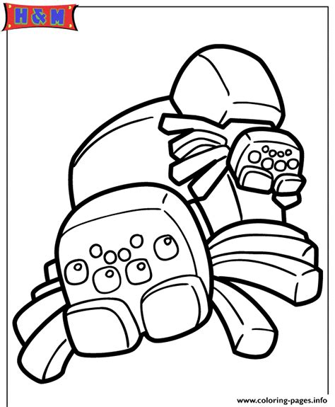 Spiders From Minecraft Video Game Coloring Page Printable