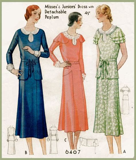 Vintage Sewing Pattern 1920s 20s Flapper Day Dress Detachable Etsy