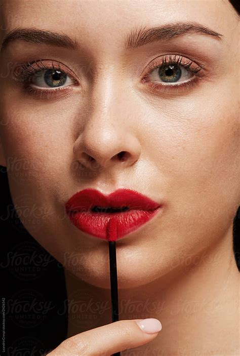Woman Closeup With Red Lips Del Colaborador De Stocksy Ohlamour Studio Stocksy