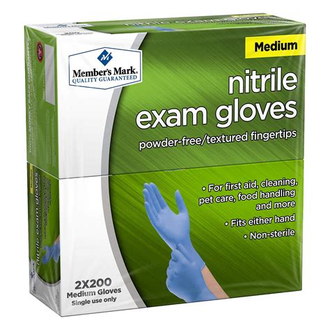 Members Mark Nitrile Exam Glove Medium Gloves 2 X 200 Netcount 400count Tillescenter Disposables