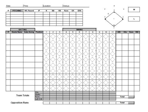 Share the final result and statistics with a single link. Baseball Score Sheet - 2020