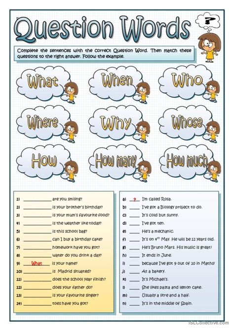 Question Words General Gramma English Esl Worksheets Pdf And Doc
