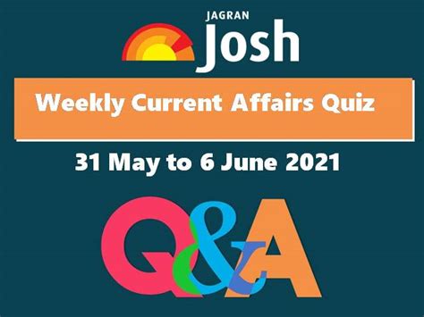 Weekly Current Affairs Quiz 31 May To 6 June 2021