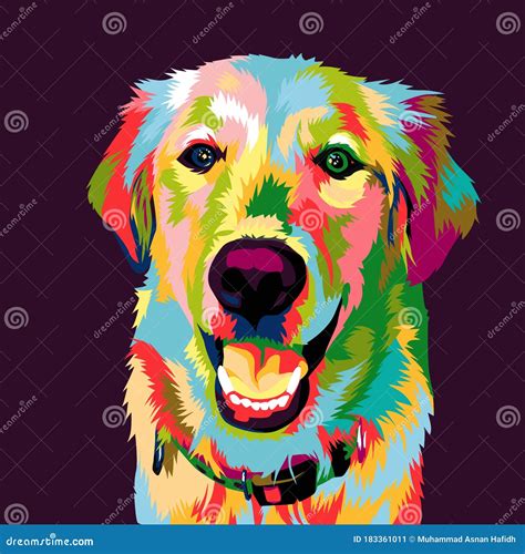 Golden Retriever Dog Pop Art Illustration Stock Vector Illustration