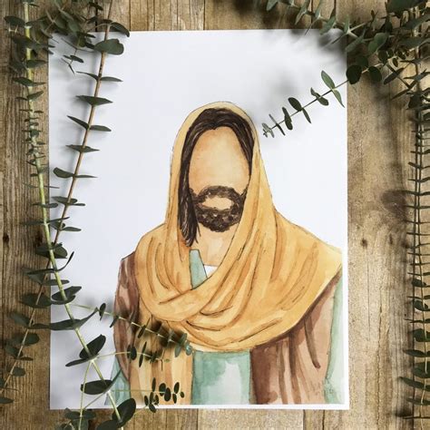 Watercolor Portrait Of Jesus Faceless Portrait Faceless Jesus Etsy