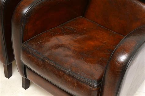 Browse selection of comfortable real and faux. Pair of Antique Distressed Leather Armchairs - Marylebone ...