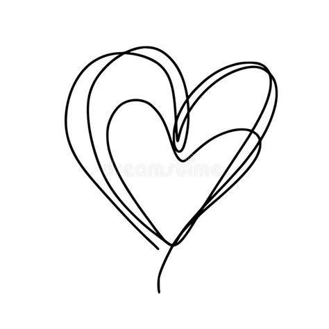 Abstract Heart One Line Drawing Continuous Line Heart Isolated On