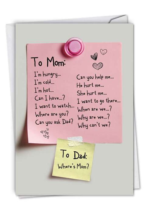 Note To Mom Hysterical Mothers Day Printed Greeting Card