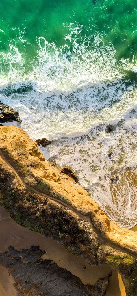 Iphone Wallpaper Beach Rocks Sea Aerial View Hd K K Hd In
