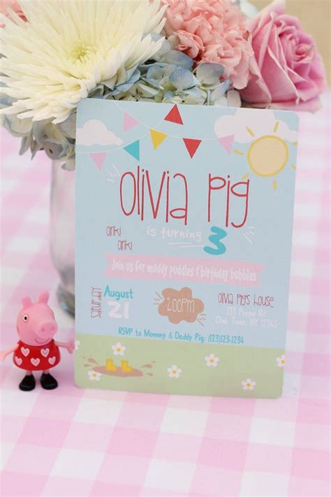 Pig Invitation Piggy Invite Piggy Birthday Pig Birthday Etsy Pig