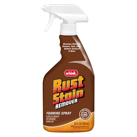 How do you remove deck stain from vinyl? Rust Stain Remover Foaming Spray