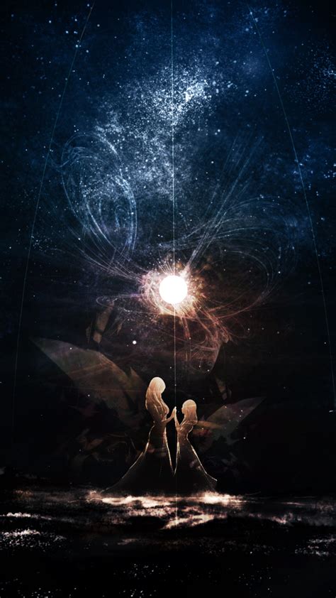 Free Download Download 720x1280 Anime Girls Magic Stars Reflection Dark