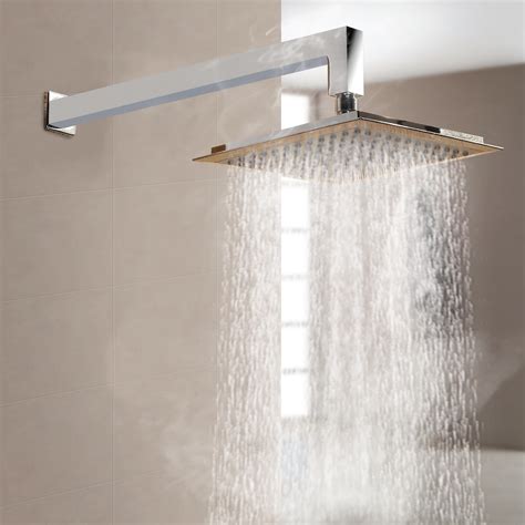 12 stainless steel square ultra thin rainfall shower head set overhead shower head spray wall
