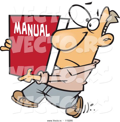 Vector Of Cartoon White Guy Carrying A Big Manual By Toonaday 115295