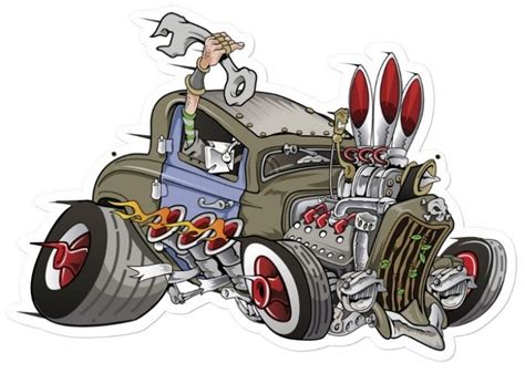 Retro Rat Rod Metal Sign 18 X 13 Inches Cartoon Car Drawing Cool Car