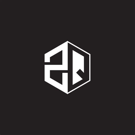Zq Logo Monogram Hexagon With Black Background Negative Space Style