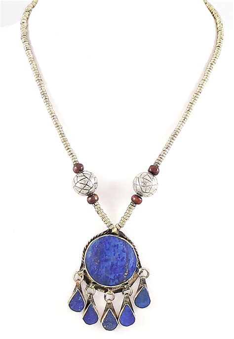 Afghani Tribal Lapis Pendant Necklace At Bellydance