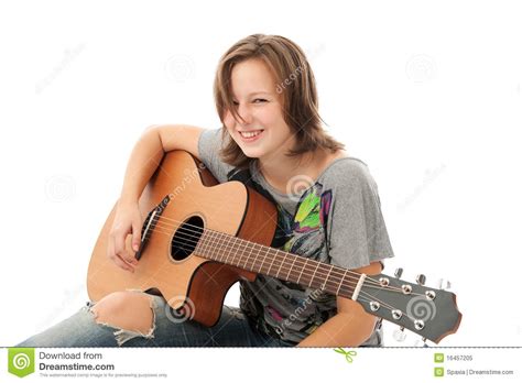 Beautiful Girl Playing Guitar Royalty Free Stock Photo