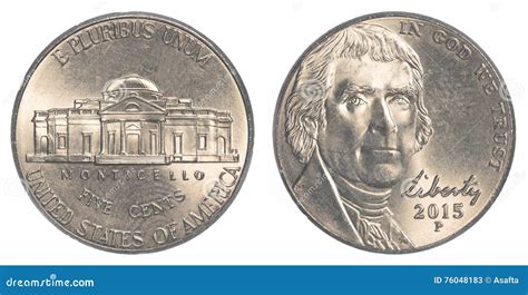 American Five Cents Coin Jefferson Nickel Stock Image Image Of Money