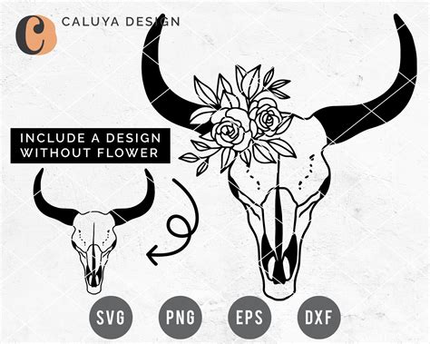 Floral Cow Skull Svg For Cricut Craft Project Caluya Design