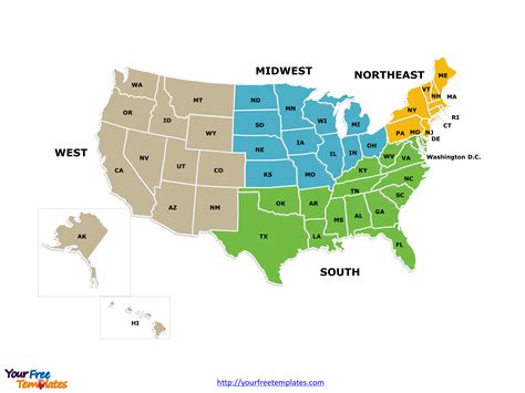 Download Map Of Usa 4 Regions Free Vector
