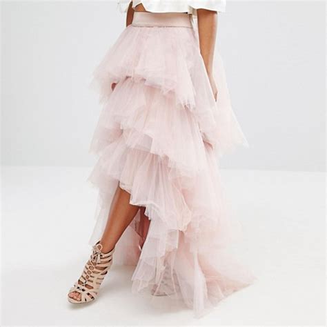 Chic Fashion Tiered Layers Tulle Skirt High Low Women Formal