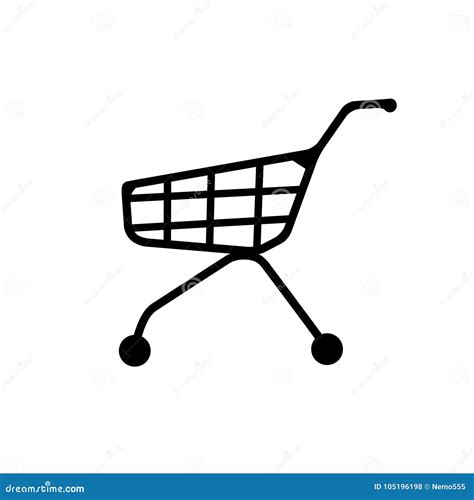 Black And White Shopping Cart Silhouette Vector Illustration