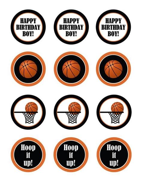 Instant Download Basketball Cupcake Toppers Printable Basketball