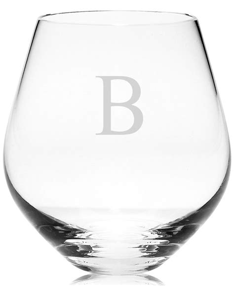 Lenox Tuscany Monogram Stemware Set Of 4 Block Letter Stemless Red