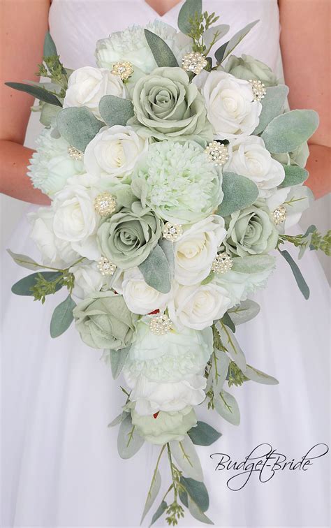 mint green wedding bouquets sage green wedding theme mint bouquet cascading wedding bouquets