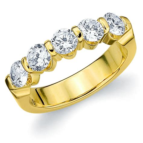 Eternity Wedding Bands - 1.50 CTTW 5-Stone Diamond Wedding Band in 14K