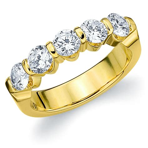 Eternity Wedding Bands 150 Cttw 5 Stone Diamond Wedding Band In 14k